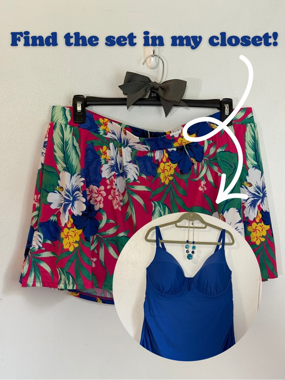 Swim by Cacique Lane Bryant Size 24 Tropical Floral Swim Skirt Built In Brief